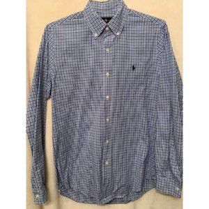 Mens Ralph Lauren Blue Plaid Long Sleeve Button Up Shirt Size Small